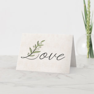 Hochzeitlicher Liebe Schriftart mit Blätter Karte