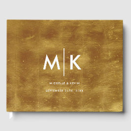 Hochzeitlicher, luxuriöser Monogram Gold Foil Gästebuch