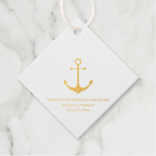 Hochzeitlicher nautischer Anker bevorzugt Gold Geschenkanhänger