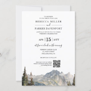 Hochzeitlicher QR-Code am Bergsee Einladung