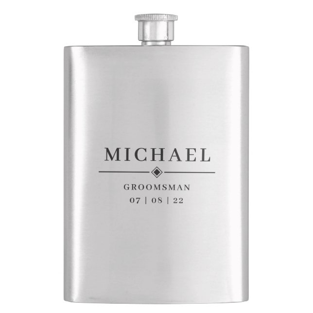 Hochzeitlicher TRAUZEUGE Personalisiert Name und D Flachmann (Vorderseite)