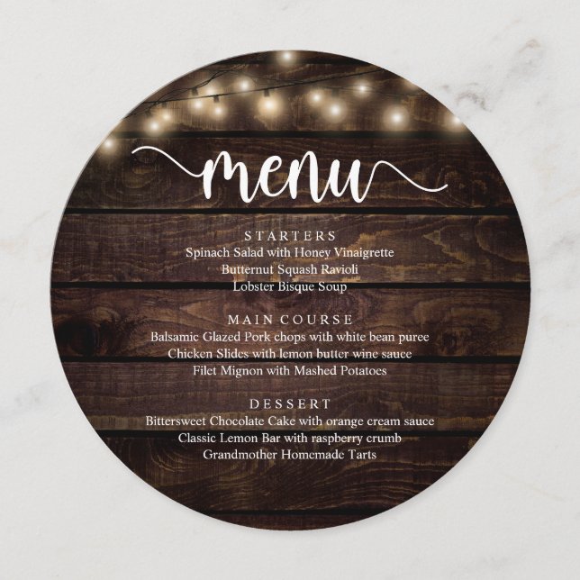 Hochzeitliches Abendessen, Saitenleuchten Braun Ho Menükarte (Vorderseite)