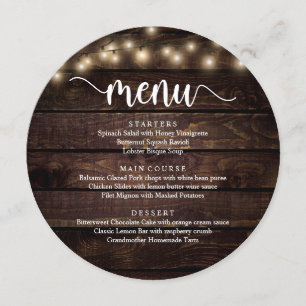 Hochzeitliches Abendessen, Saitenleuchten Braun Ho Menükarte