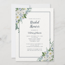 Hochzeitliches Brautparty Elegant Blumengrau Weiß Einladung