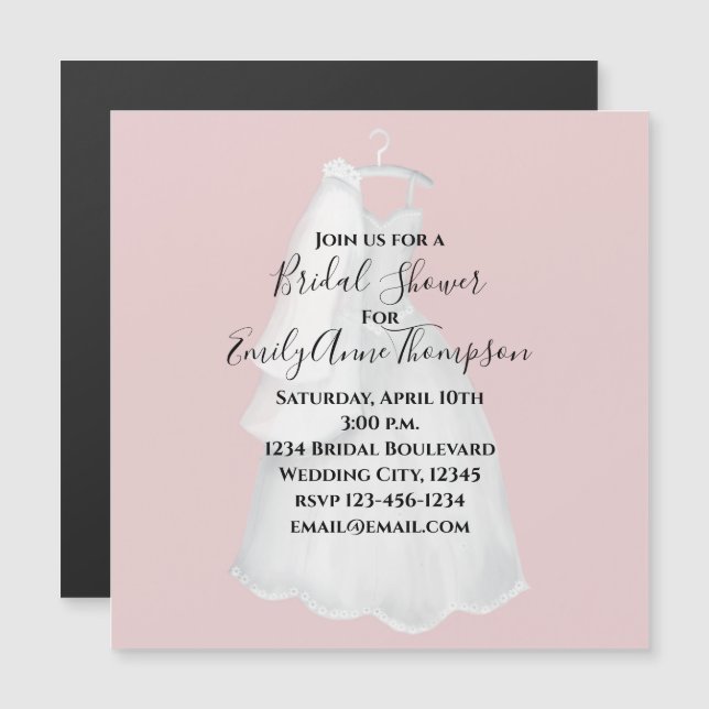 Hochzeitliches Brautparty Elegante Wasserfarben Magnetkarte (Vorne/Hinten)