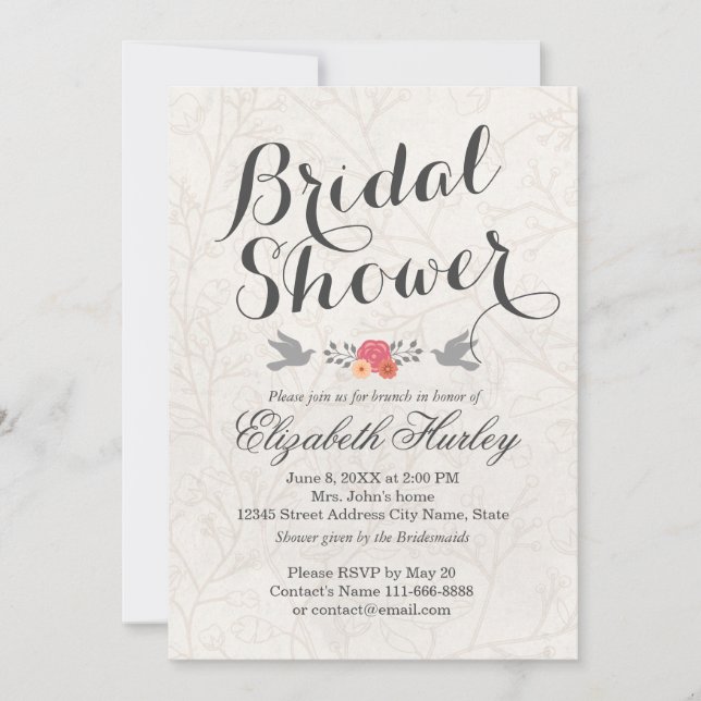 Hochzeitliches Brautparty ganz einfach weiß Elegan Einladung (Vorderseite)