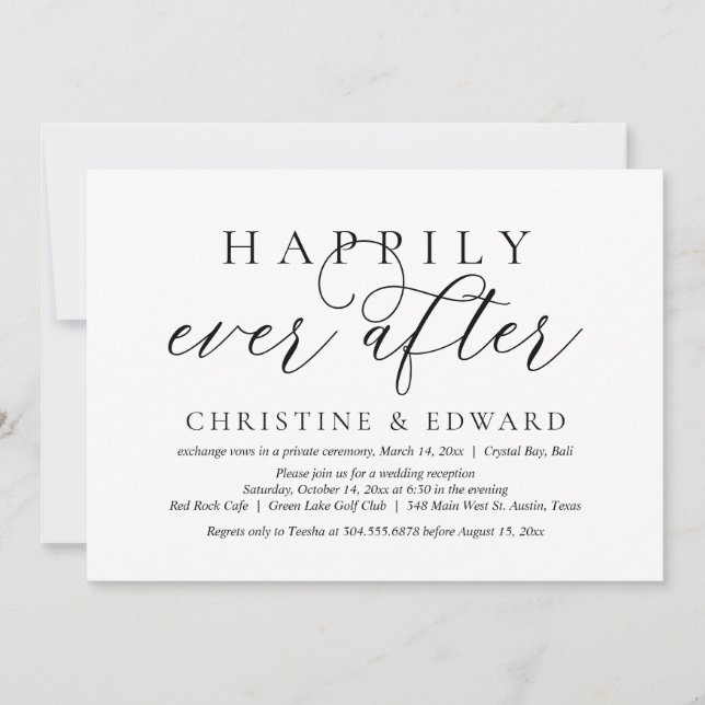 Hochzeitliches Elopement-Party, glücklicherweise i Einladung (Vorderseite)
