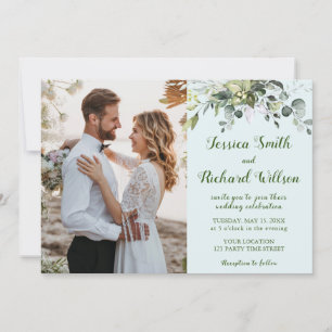Hochzeitliches FOTO Einladung Eukalyptus Wasserfar