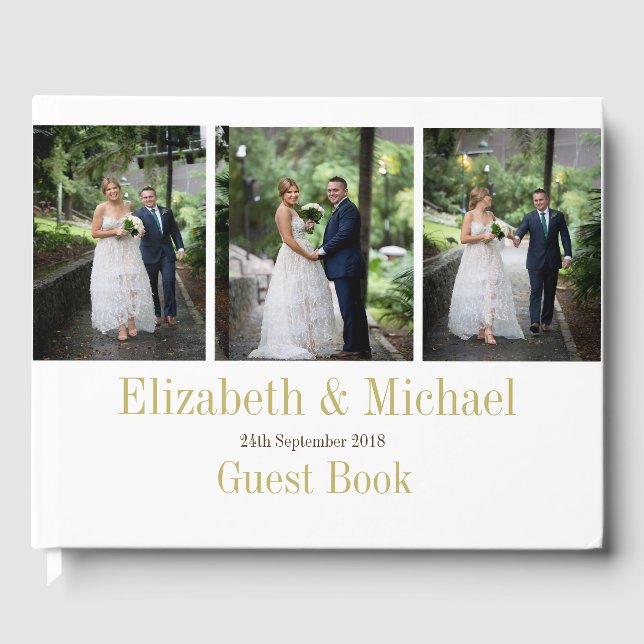Hochzeitliches Foto Elegante Modernes Momento Gästebuch (Vorderseite)