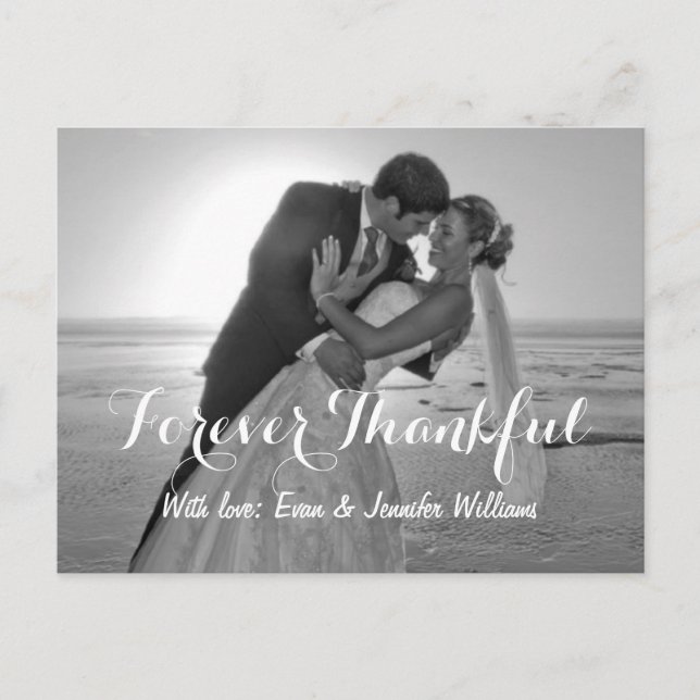 Hochzeitliches Foto für immer Dankbare Mitteilungs Postkarte (Vorderseite)