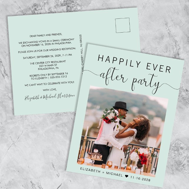 Hochzeitliches Foto glücklich immer nach dem Party Einladungspostkarte (Von Creator hochgeladen)