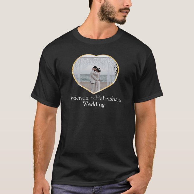Hochzeitliches Foto Herzbrauerei Familienname T-Shirt (Vorderseite)