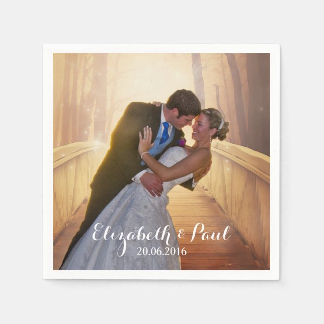 Hochzeitliches Foto Personalisiert Serviette (Vorderseite)