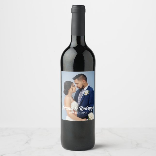 Hochzeitliches Foto Personalisiert Wine Label Name Weinetikett (Vorderseite)