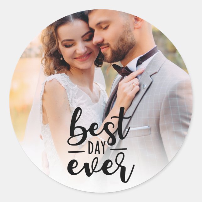 Hochzeitliches Foto Runder Aufkleber (Vorderseite)