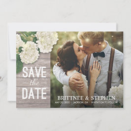 Hochzeitliches Foto Save the Date Hydrangeas Light
