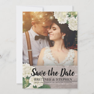 Hochzeitliches Foto Save the Date Hydrangeas Light