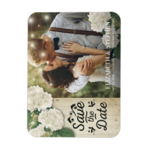 Hochzeitliches Foto Save the Date Hydrangeas Light