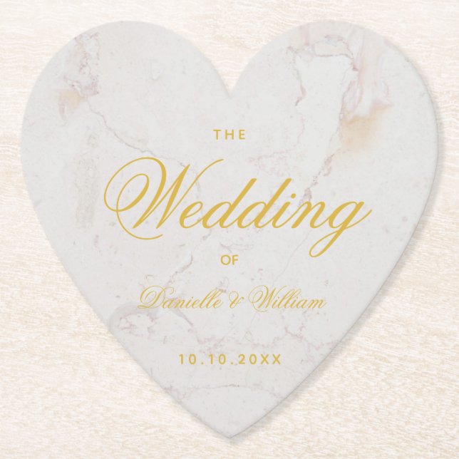 Hochzeitliches Marmor Gold Elegantes Kalligrafisch Untersetzer (Vorderseite)
