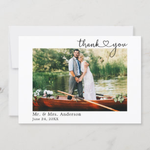 Hochzeitliches Minimalistisches Kalligraphieherz Dankeskarte
