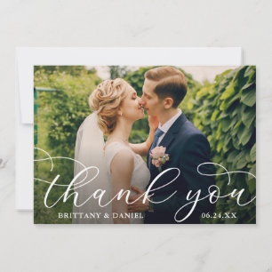 Hochzeitliches modernes Kalligrafie-Foto Dankeskarte
