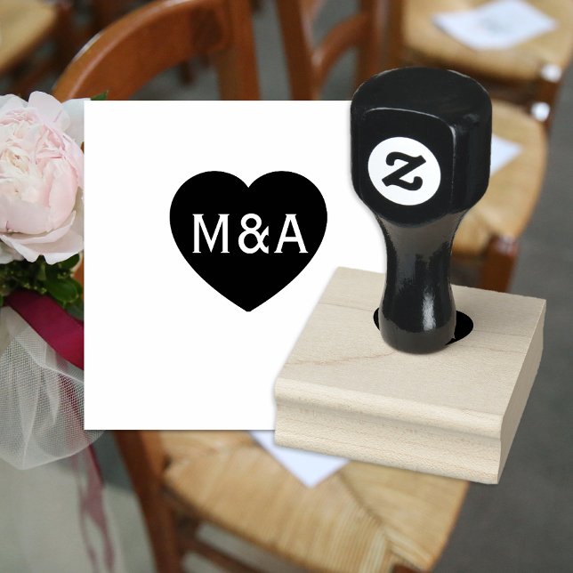 Hochzeitliches Monogramm-Liebe Herz Gummistempel (Von Creator hochgeladen)
