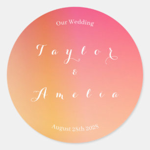 Hochzeitliches Orange Peach Ombre Runder Aufkleber