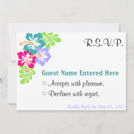 Hochzeitliches Set - Hibiskus Blauer Blumen RSVP Karte