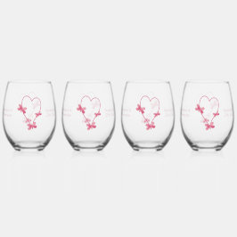 Hochzeitliches Stemless Wine Glasses Rosa Herz Weinglas Ohne Stiel