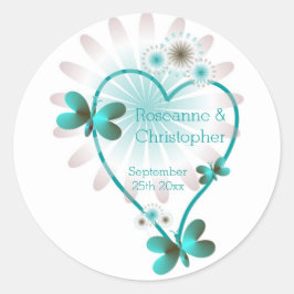Hochzeitliches Umschlag Aufkleber/Sticker-Schmette Runder Aufkleber