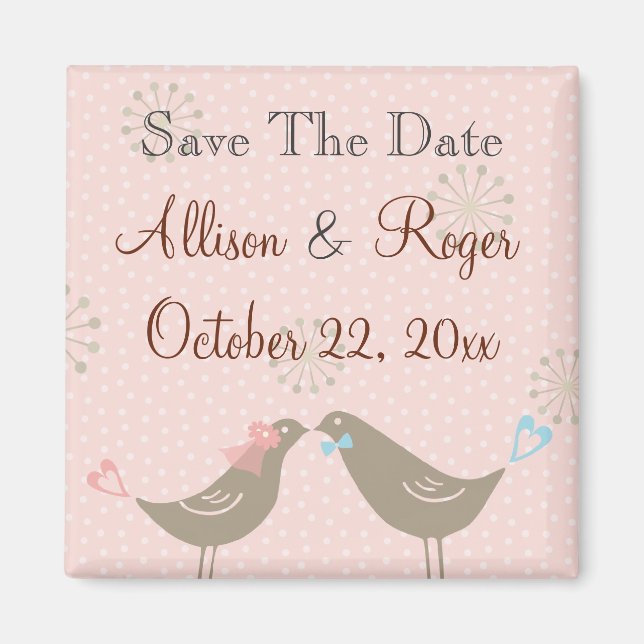 Hochzeitliebvögel W Save the Date Custom Magnet (Vorne)