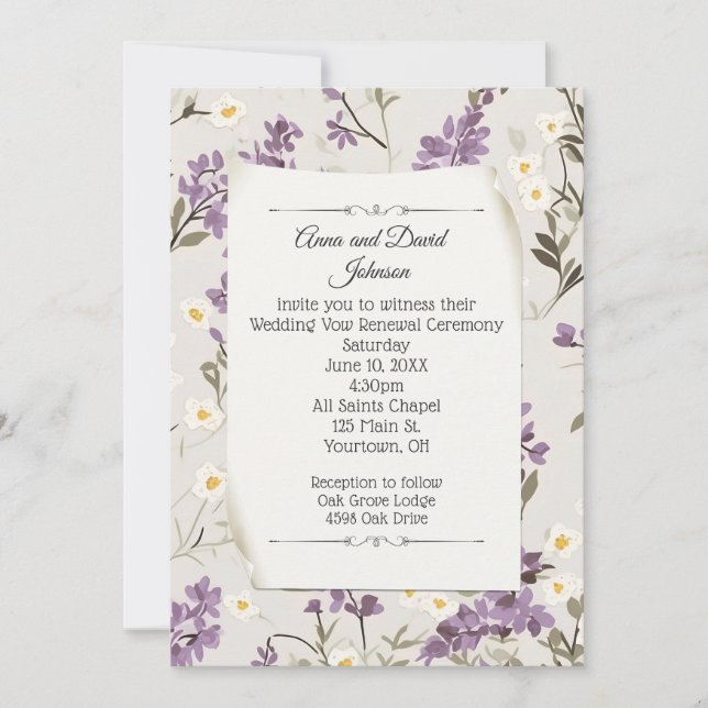 Hochzeitlilacs für die Vow-Erneuerung Einladung (Vorderseite)