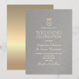 Hochzeitluxuriöse Silver and Gold Monogram Einladung