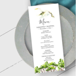 Hochzeitmenü Karten Wasserfarbener Weißer Heron