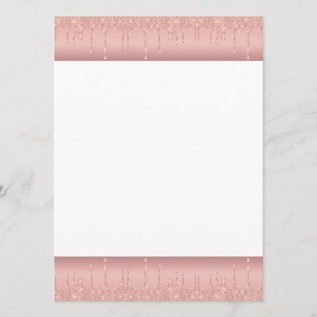 Hochzeitmenü Rose Gold Blush Glitzer Sparkle Tropf Menükarte (Vorderseite)