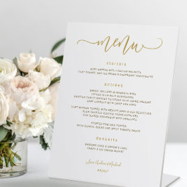 Hochzeitmenü Sign Bouncy Wirbel Calligraphy Gold Sockelschild