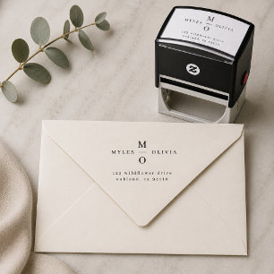 Hochzeitmongramm-Elegante Rücksendeadresse Permastempel