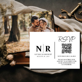 Hochzeitmongramm UAWG QR Code Foto Elegant Begleitkarte