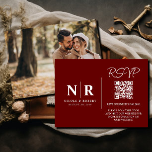 Hochzeitmongramm UAWG QR Code Foto Elegant Begleitkarte