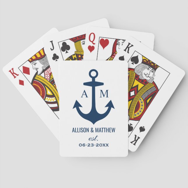 Hochzeitmonographie der modernen Navy Blue Nautica Spielkarten (Rückseite)