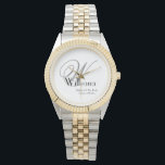 Hochzeitmutter des Bride-Geschenk Monogramm Chic Armbanduhr<br><div class="desc">Hochzeit Brautparty gibt Mutter des Bride-Geschenks Monogram Elegant Simple Chic Watch(). Klicken Sie auf diese Vorlage personalisieren, um sie mit Ihrem Monogramm Initial, dem Namen und dem Hochzeitdatum schnell und einfach anzupassen. Hochzeit Mutter der Braut Geschenk Monogram Chic Watch, ist Teil der Parent Geschenke Collection in diesem Laden. 30 Tage...</div>