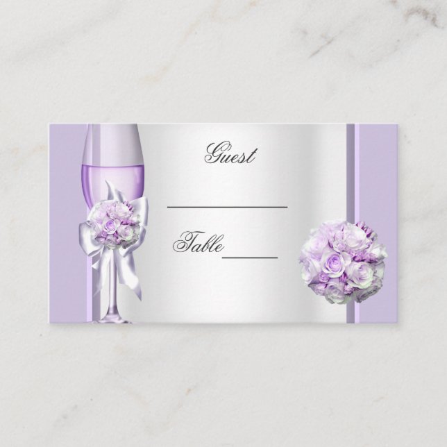 Hochzeitname Place Lavender Lila Lilac 3 Platzkarte (Vorderseite)