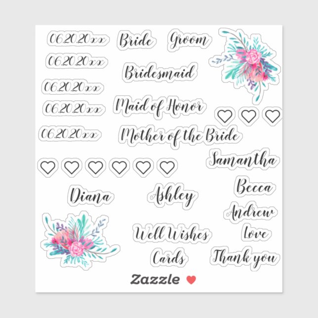 Hochzeitpaket | Typografie Aufkleber (Blatt)