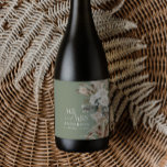 Hochzeitpampas eucalyptus modern mr und mrs Party Weinetikett<br><div class="desc">Weddingb Mr. und Mrs. Pampas Gras,  eukalyptus botanisch schwarz,  weiß und sage grün moderne boho Gastgeschenk Dekor Geschenk.</div>