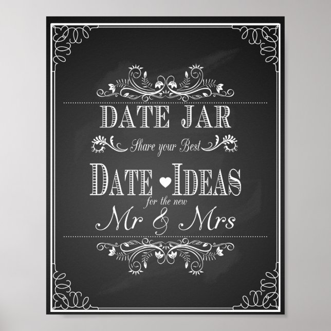 Hochzeitprint "Date jar" Vintage Tafel Poster (Vorne)
