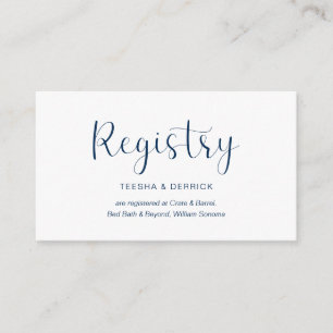 Hochzeitregister, Minimaldesign, Navy-Blue-Schrift Begleitkarte