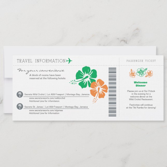 Hochzeitreise Info Boarding Pass Einladung (Vorderseite)