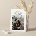 Hochzeitreise Reiseziel Foto Tischnummer<br><div class="desc">Fügen Sie Ihren Hochzeitsempfängertischen eine besondere Touch mit diesen individuellen Foto Tischnummer Karten. Benennen Sie jede Tabelle nach einem unvergesslichen Reiseziel und fügen Sie diesen Karteninhabern ein Foto und den Namen des Zielortes hinzu. Ihr Foto ist unten ausgerichtet,  mit dem Ortsnamen und Ihren Initialen und dem Hochzeitstermin zentriert oben.</div>