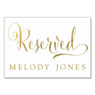 Hochzeitreservierte Platzkarten Gold Personalisier Tischnummer