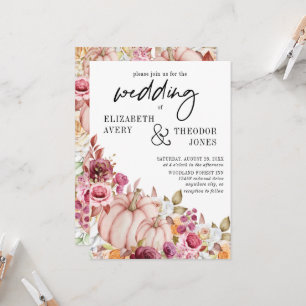 Hochzeitrosa Burgund Autumn Pumpkin Floral Invit Einladung